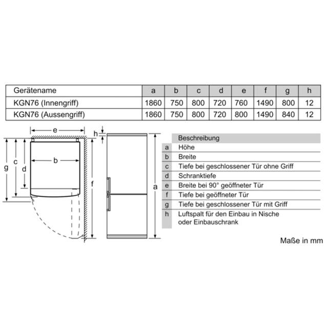 BOSCH KGN76AIDR Serie 6, Freistehende Kühl-Gefrier-Kombination mit  Gefrierbereich unten, 186 x 75 cm Edelstahl (mit Antifingerprint) -  Küchenland | Elektroland Tillmann GmbH